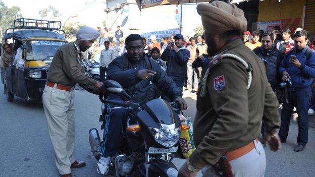Punjab Police during security check.
