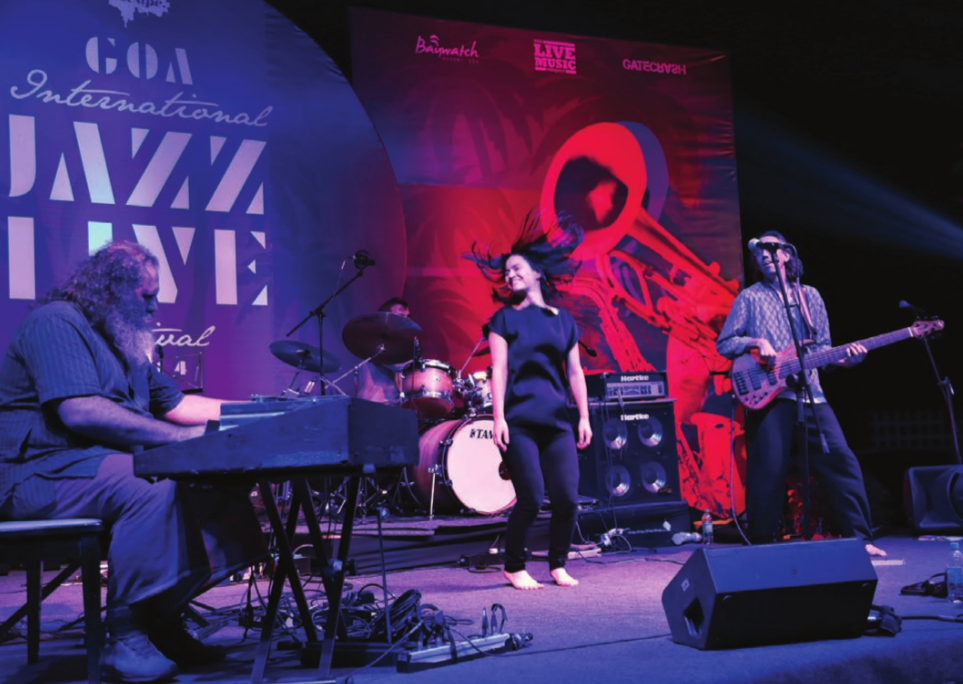 Sur la scène du festival international de jazz de Goa fin 2015