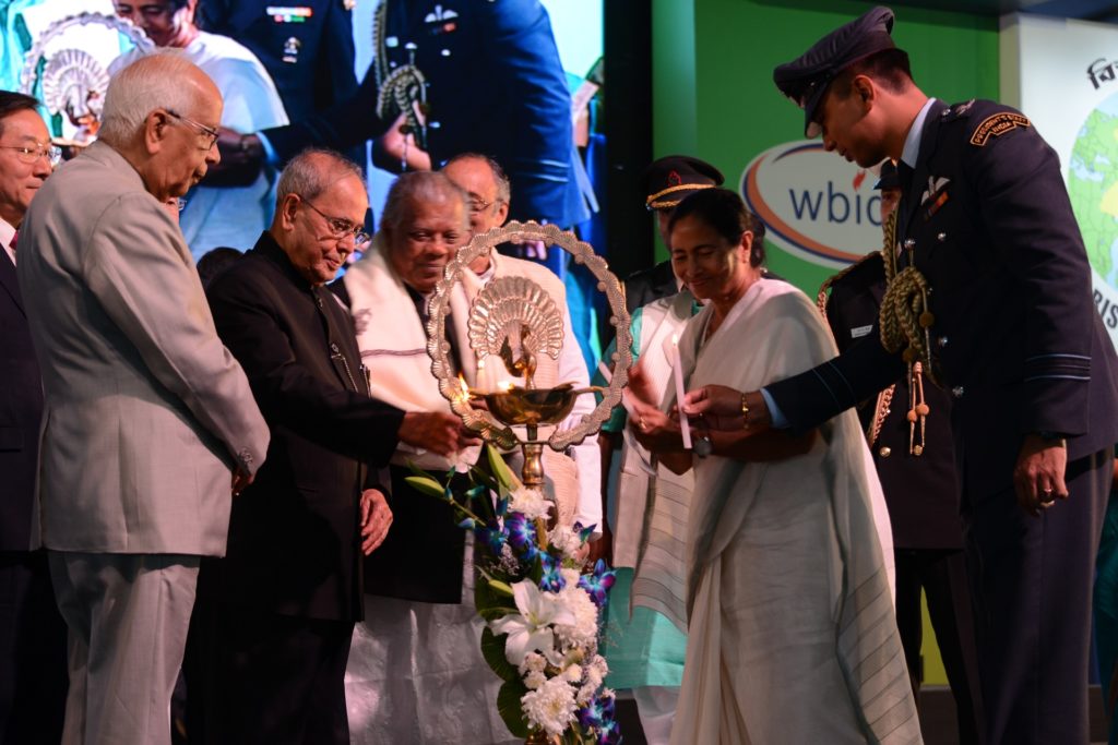 Lighting the lamp of inauguration, the President, Governor and the Chief Minister of West Bengal