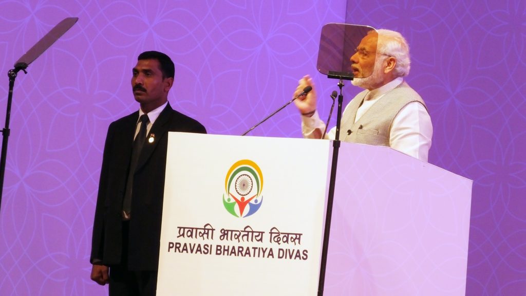 PM Narendra Modi addressing the Pravasi Bharatiya Divas in Bengaluru
