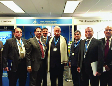 Minister of Civil Aviation Ashok Gajapathi Raju at AAI exhibition stall at the ICAO Headquarters in Montreal, Canada