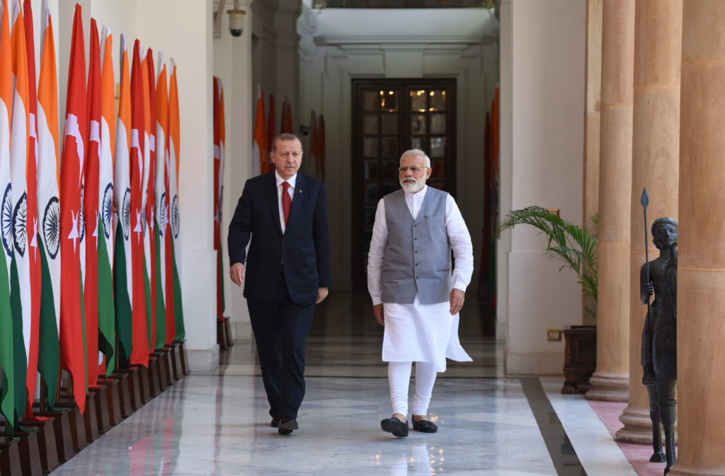 Indian Prime Minister, Narendra Modi with the President of Turkey, Recep Tayyip Erdogan