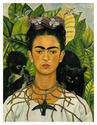 'Self Portrait with Thorn Necklace and Hummingbird', 1940