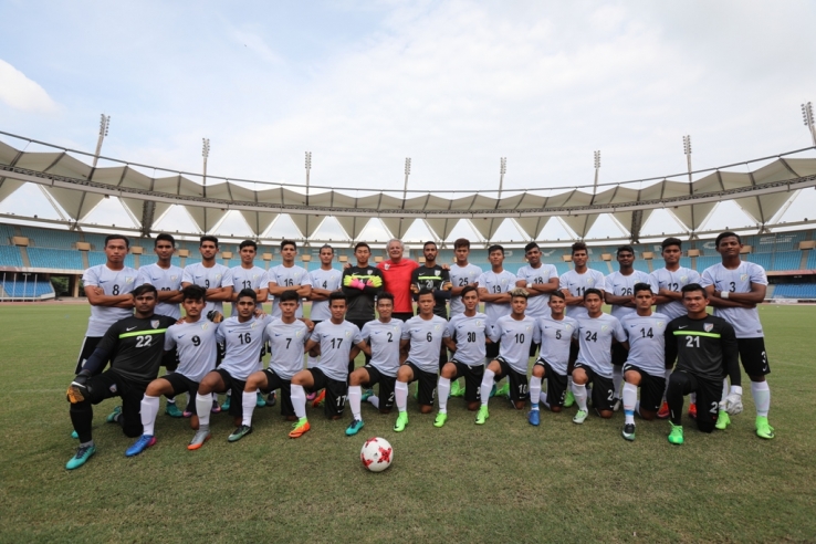 The U-17 Indian Football team with the supporting staff