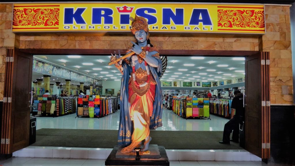 The Krishna statue at the entrance of Krisna mart 