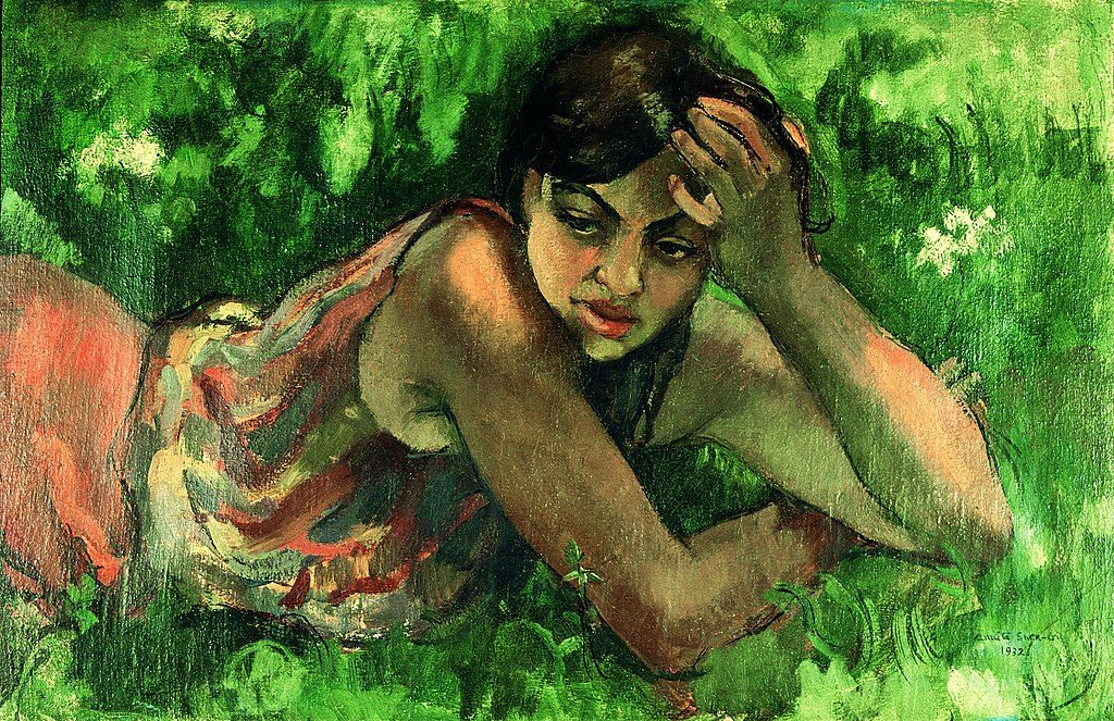 Hungarian gypsy girl, by Amrita Sher-Gil, done in 1932 during a summer vacation at the Hungarian village, Zebegery