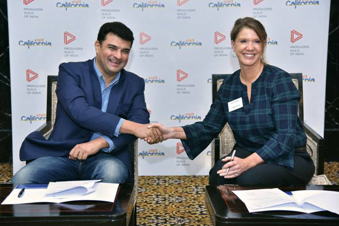 Siddharth Roy Kapur, founder of Roy Kapur Films and president of the Producers Guild of India with Caroline Beteta, President & CEO, Visit California