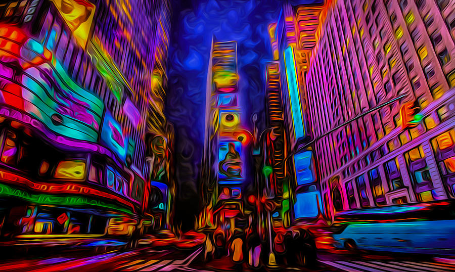 Times Square Psychedelic Art Photograph by Ron Fleishman