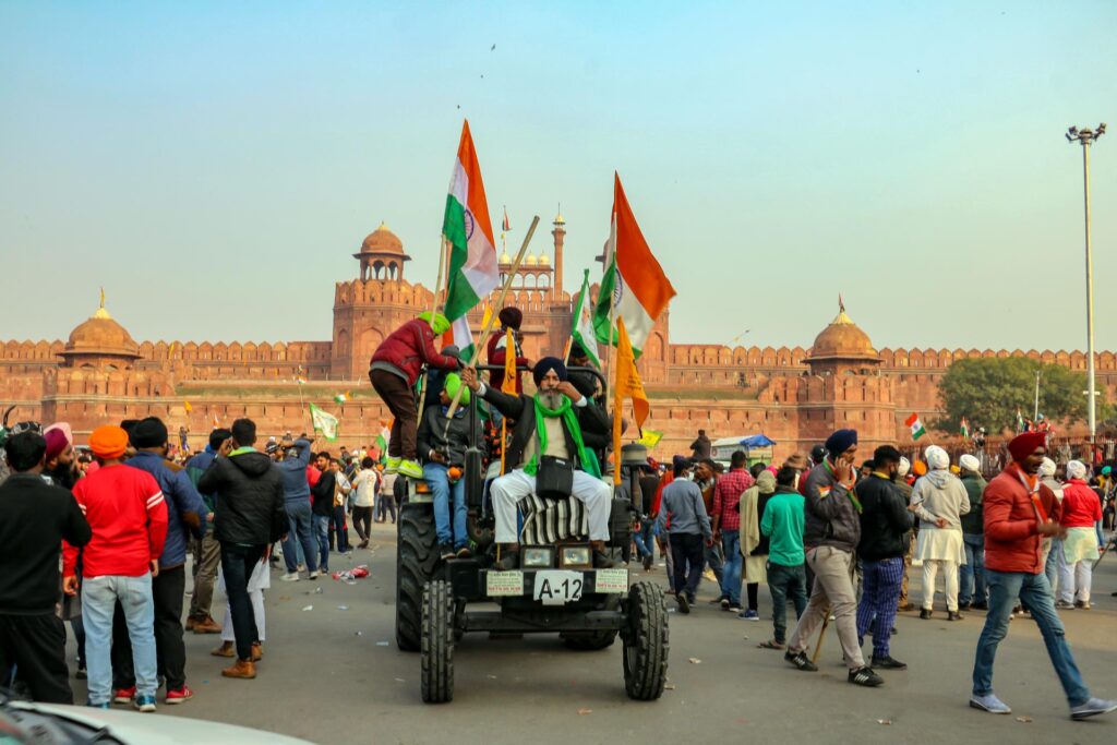 farmers protest at red fort