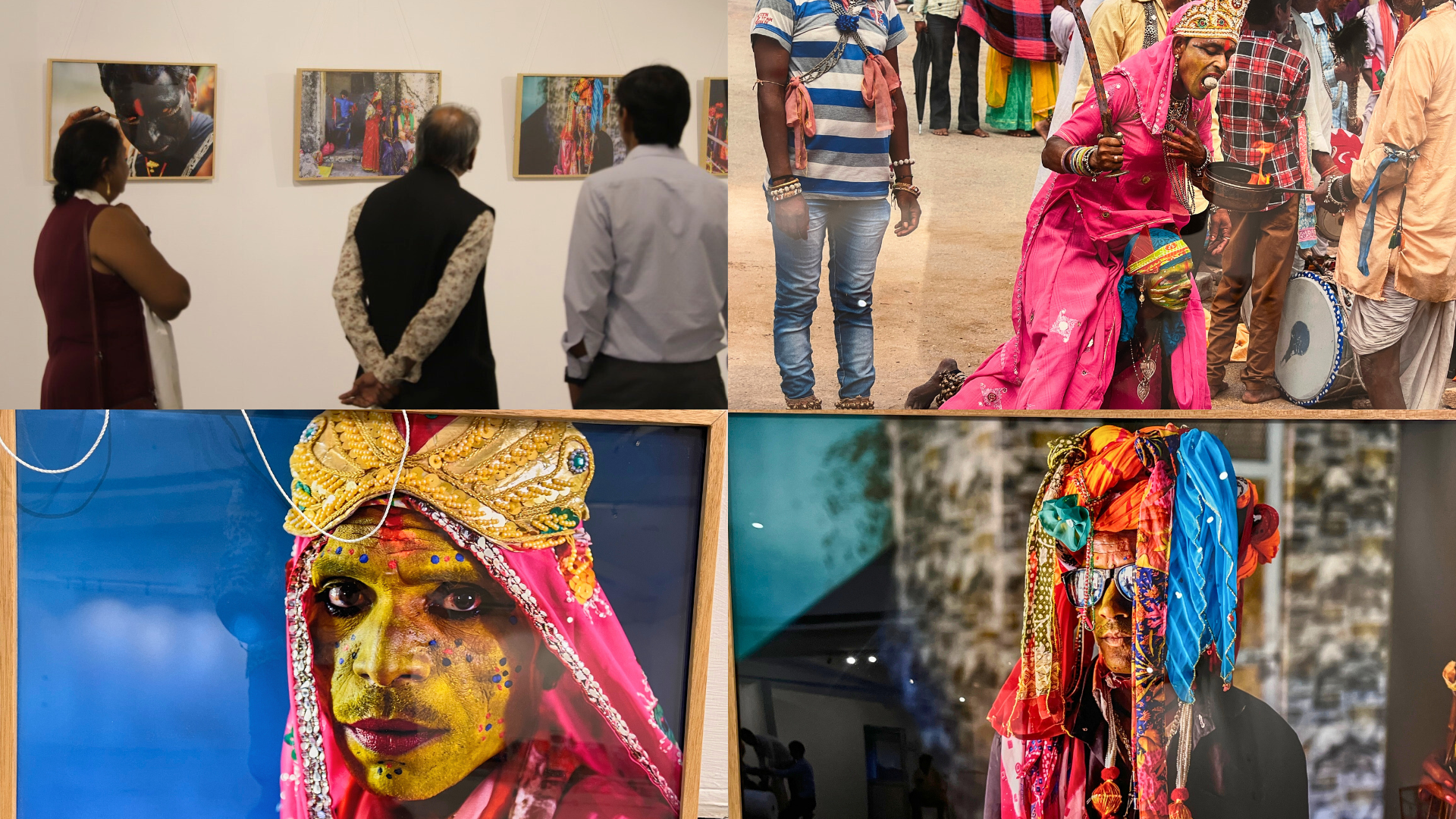 The vibrant visual array, photographs pulsing with the colours of masked processions brought the intangible alive